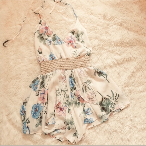 Free People Dresses & Skirts - 🌸 Free People Floral Blue and Pink flower Romper